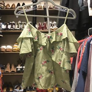 this is a green top that is off the shoulder
